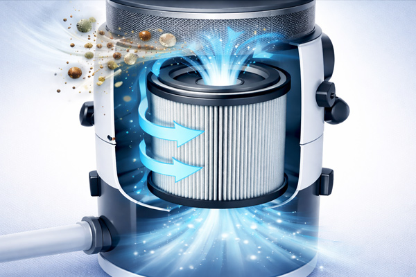Central vacuum filtration helping improve indoor air quality and reduce allergens