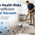 Central vacuum system being used in a home to show how poor suction and filtration can affect indoor air quality.
