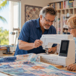 Local sewing machine technician helping a West Boca quilter with in-house sewing machine repair