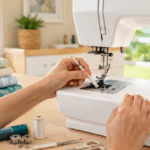 Sewing machine tune-up checklist for Tamarac and Coconut Creek sewers with a machine and sewing supplies in a South Florida home