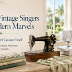 Vintage and modern sewing machines in a bright Coconut Creek sewing room