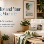 Banner showing a bright South Florida sewing room with a sewing machine and the title Humidity and Your Sewing Machine